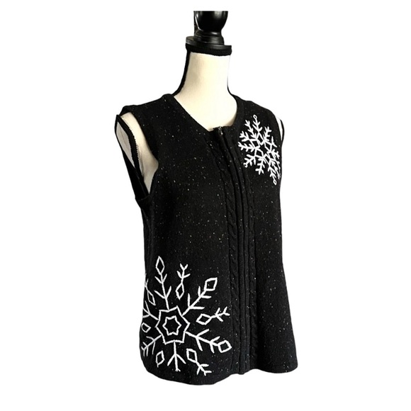 Vintage snowflake confetti, Breckenridge woolen sweater zip vest. Size PS - Picture 1 of 7